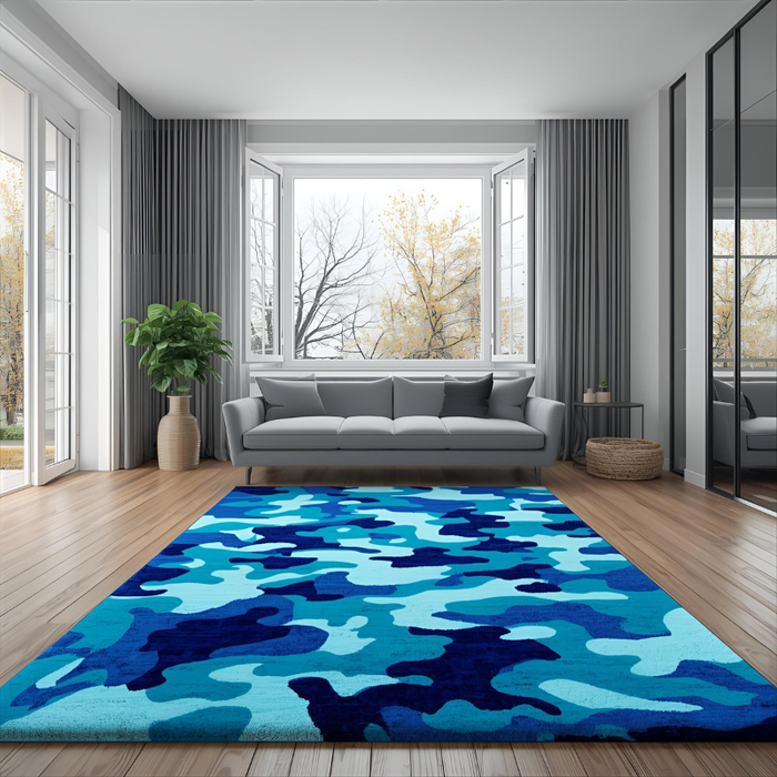 Aqua Camo Area Rug