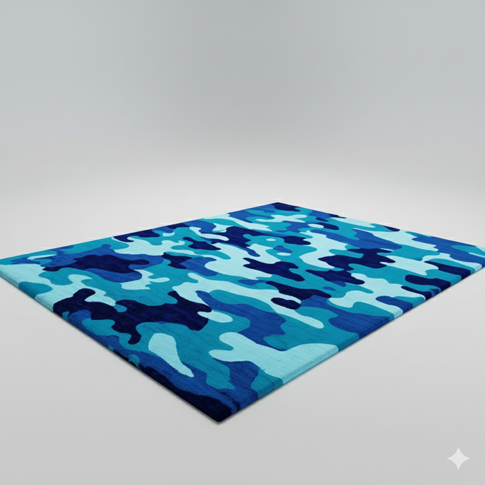 Aqua Camo Area Rug