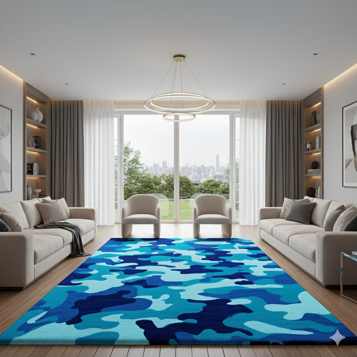 Aqua Camo Area Rug
