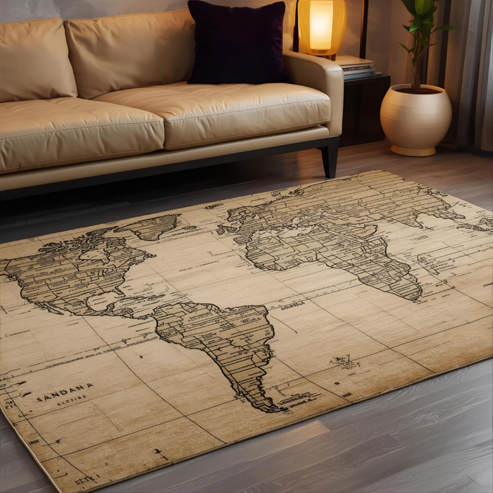 Artistic Globe Sketch Area Rug