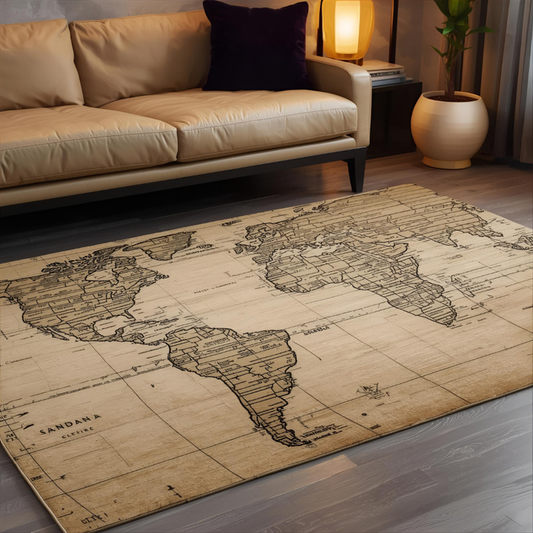 Artistic Globe Sketch Area Rug