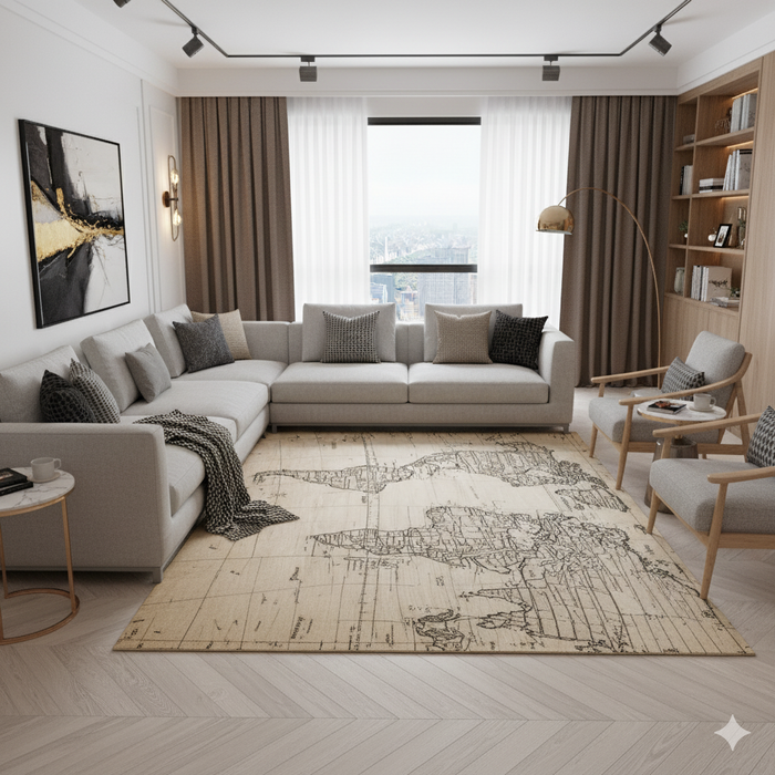Artistic Globe Sketch Area Rug
