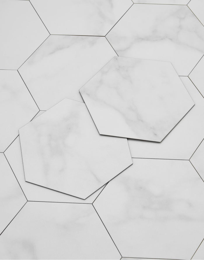 Asenso Aurora Hex Tile -  Carrara Marble
