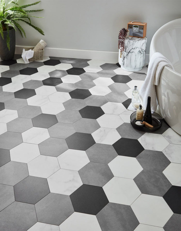 Asenso Aurora Hex Tile -  Carrara Marble