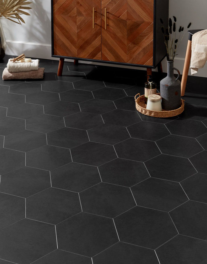 Asenso Aurora Hex Tile - Midnight Black