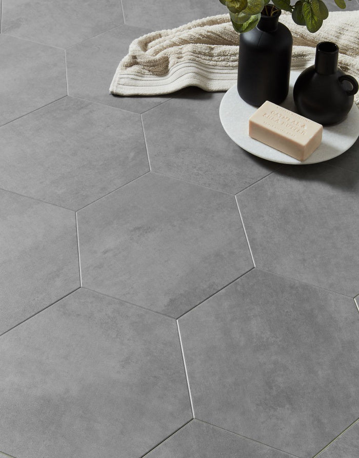 Asenso Aurora Rectangle Hex Tile - Dove Grey