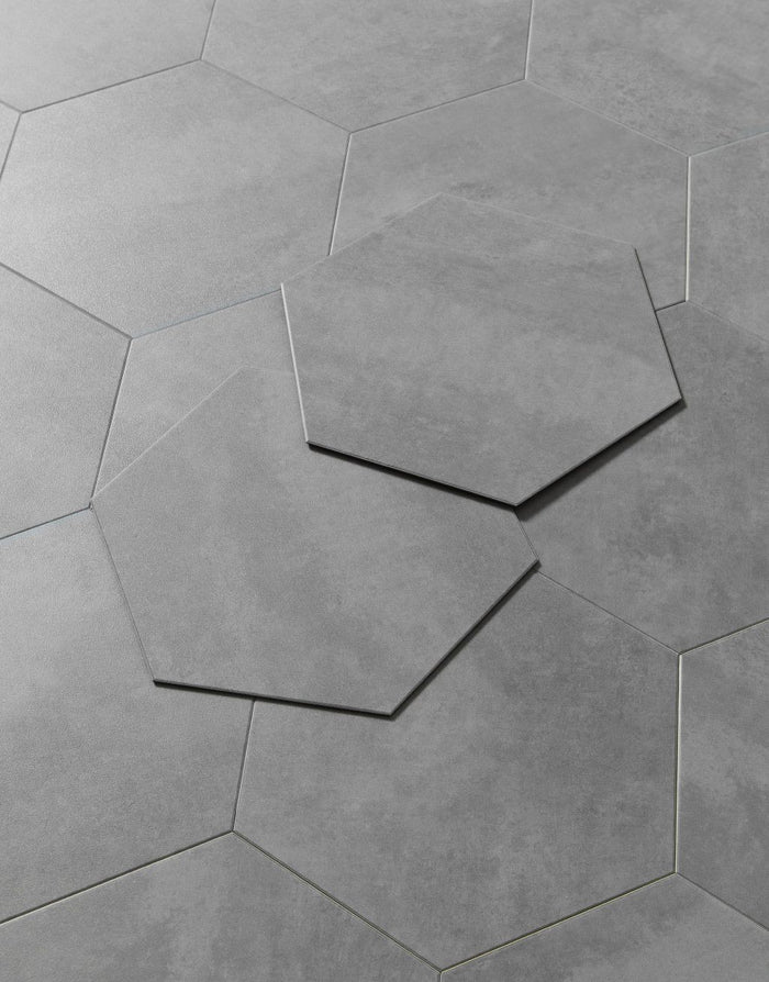 Asenso Aurora Rectangle Hex Tile - Dove Grey