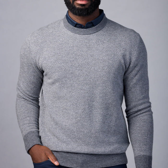 Asher Golf Sero Cashmere Herringbone Crewneck