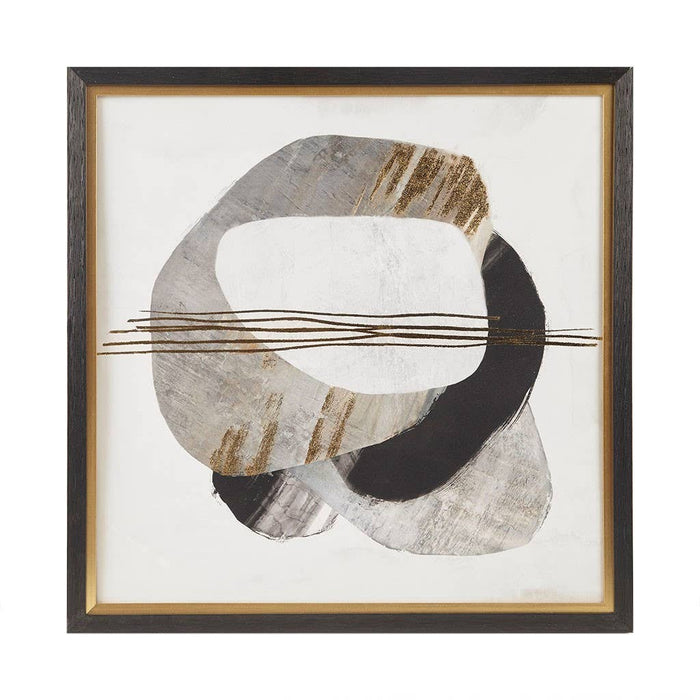 Auric Beam Abstract Neutral Framed Wall Art with Gold Foil