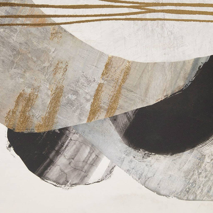 Auric Beam Abstract Neutral Framed Wall Art with Gold Foil
