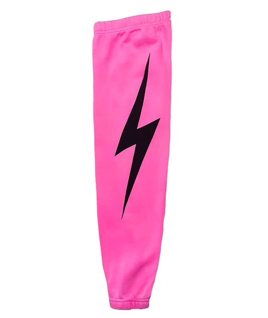 Aviator Nation Kids Bolt Sweatpants Girls Casual Bottoms Aviator Nation Neon Pink Y/2