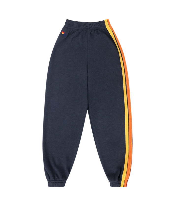Aviator Nation Kids Classic 5 Stripe Sweatpants Girls Casual Bottoms Aviator Nation Charcoal Y/4