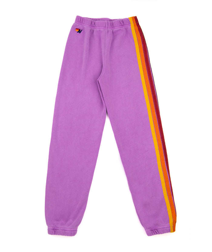 Aviator Nation Kids Classic 5 Stripe Sweatpants Girls Casual Bottoms Aviator Nation Neon Purple Y/4