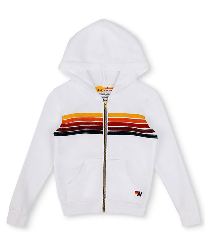 Aviator Nation Kids Classic 5 Stripe Zip Hoodie Girls Special Tops Aviator Nation White Y/4