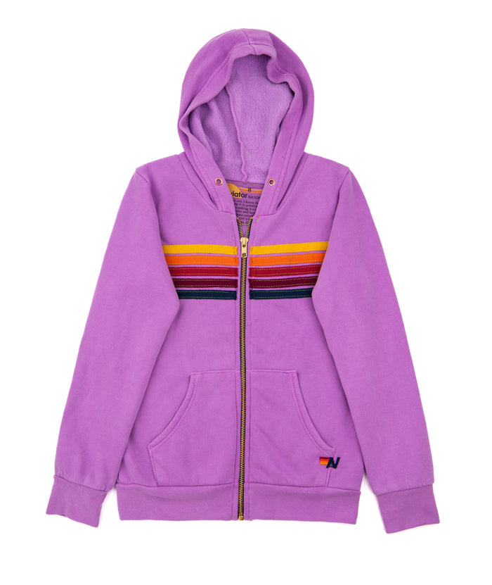 Aviator Nation Kids Classic 5 Stripe Zip Hoodie Girls Special Tops Aviator Nation Neon Purple Y/4
