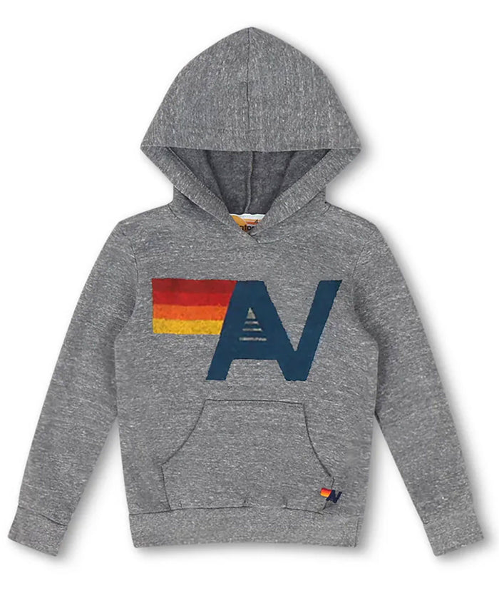 Aviator Nation Kids Logo Pullover Hoodie Girls Casual Tops Aviator Nation Heather Grey Y/4