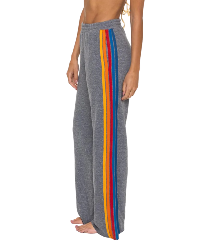 Aviator Nation Women 5 Stripe Wide Leg Sweatpants Womens Casual Bottoms Aviator Nation Heather Grey Juniors/Women XS