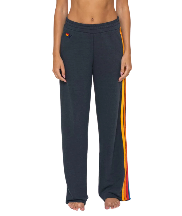 Aviator Nation Women 5 Stripe Wide Leg Sweatpants Womens Casual Bottoms Aviator Nation