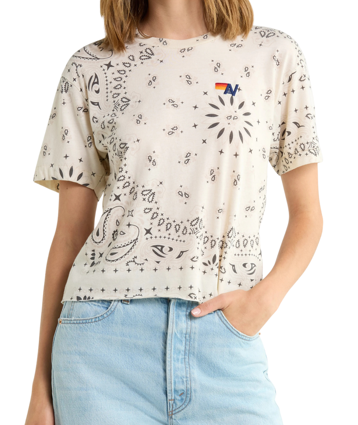 Aviator Nation Women Bandana Boyfriend Tee Womens Casual Tops Aviator Nation Vintage White Juniors/Women XS