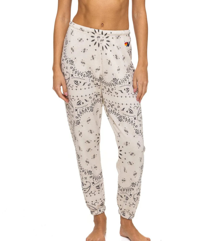 Aviator Nation Women Bandana Sweatpants Womens Casual Bottoms Aviator Nation Vintage White Juniors/Women XS