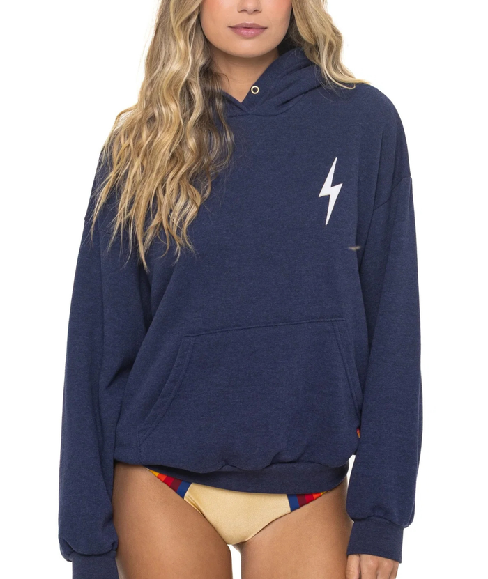 Aviator Nation Women Bolt Stitch Relaxed Pullover Hoodie Womens Casual Tops Aviator Nation Navy/White Juniors/Women XS