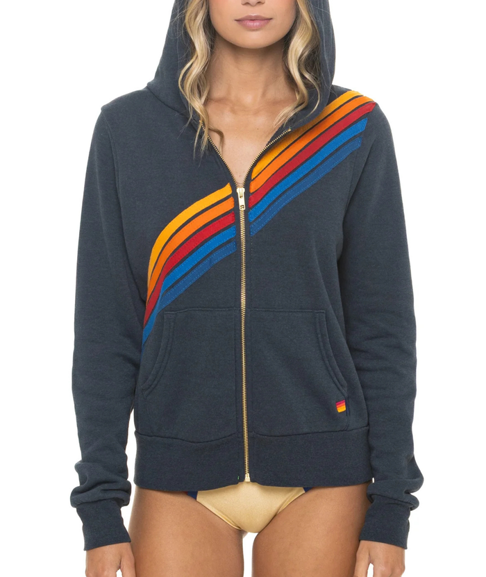 Aviator Nation Women Disco Zip Hoodie Womens Casual Tops Aviator Nation Charcoal Juniors/Women XS