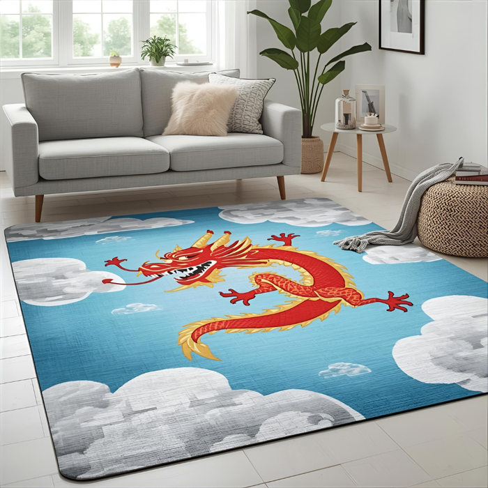 Azure Heaven Dragon Area Rug