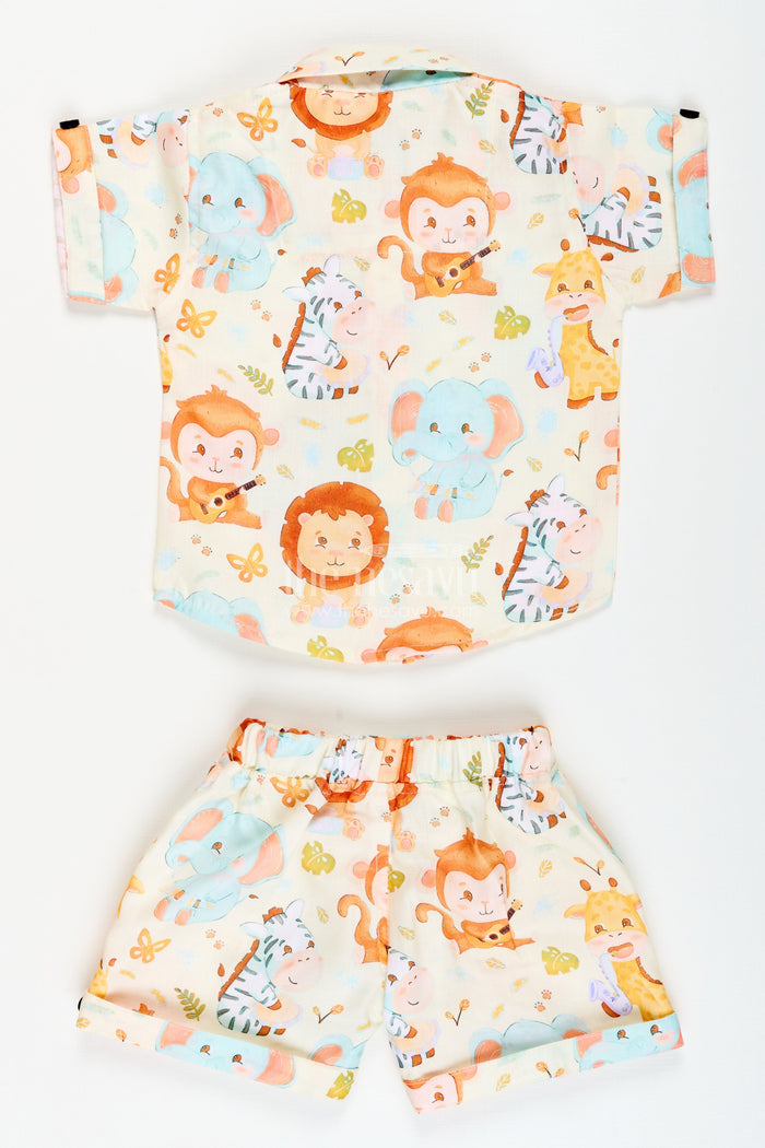 The Nesavu Boys Casual Set Baby Boys Casual Set with Animal Print for Everyday Wear Nesavu Nesavu baby boys cotton casual set digital animal print playdates outings