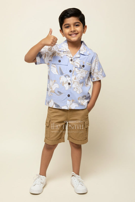 The Nesavu Boys Casual Set Baby Boys Digital Printed Cotton Set for Playdates and Casual Fun Nesavu 16 (1Y) / Purple BCS426B-16 Nesavu baby boys digital print cotton set playdates outings casual everyday wear