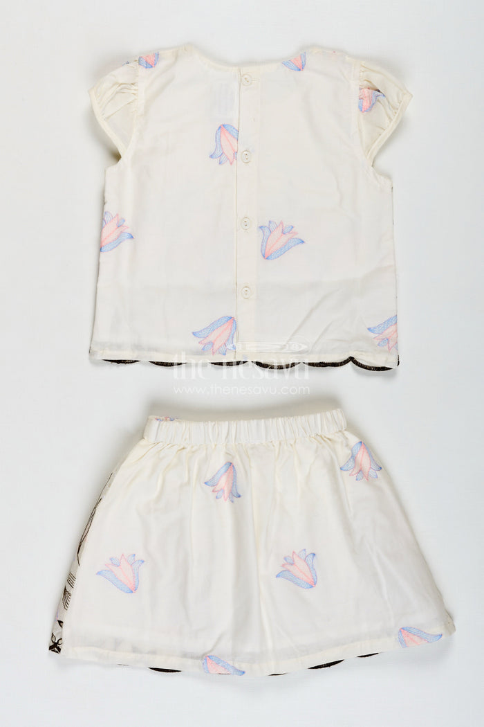 The Nesavu Baby Casual Sets Baby Clothing Set Embroidered Cotton Playwear Nesavu Nesavu Baby Girl Cotton Playtime Set Pink Floral Embroidery Cute Bunny Patch Detail