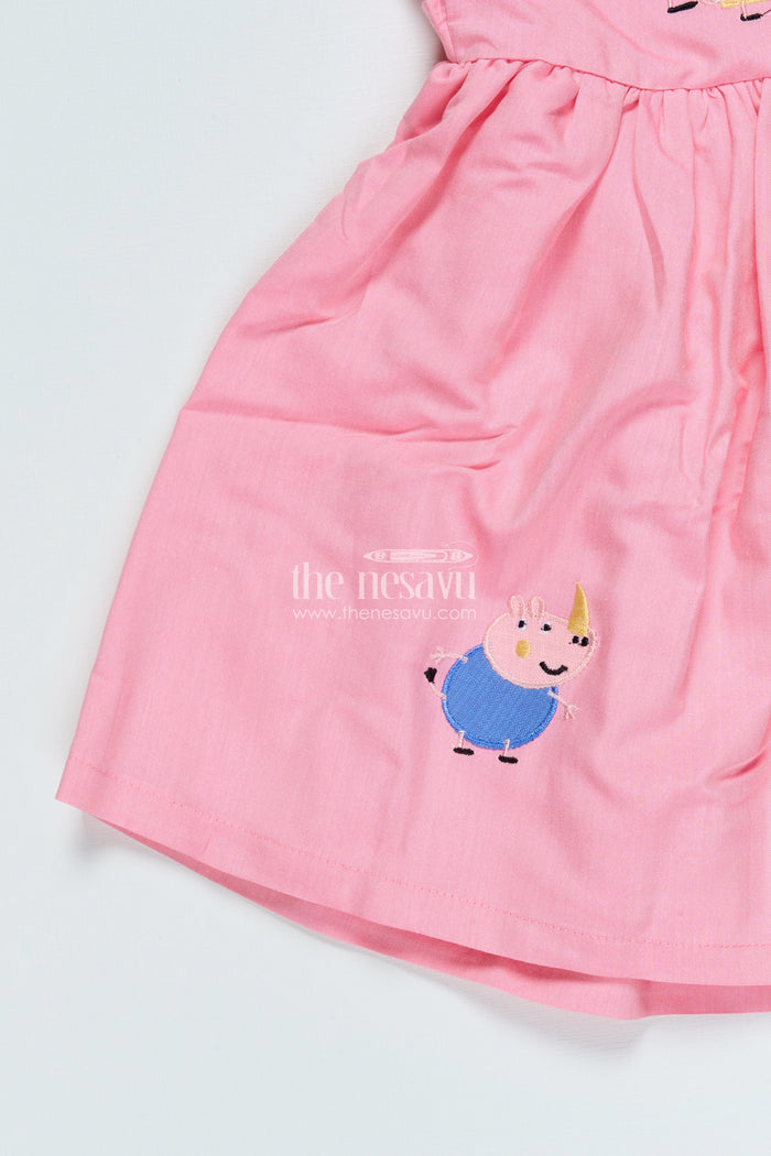 The Nesavu Baby Cotton Frocks Baby Cotton Frock with Peppa Pig Embroidery for Casual Days and Playtime Nesavu Nesavu baby cotton frock Peppa Pig embroidery perfect playdates everyday comfort