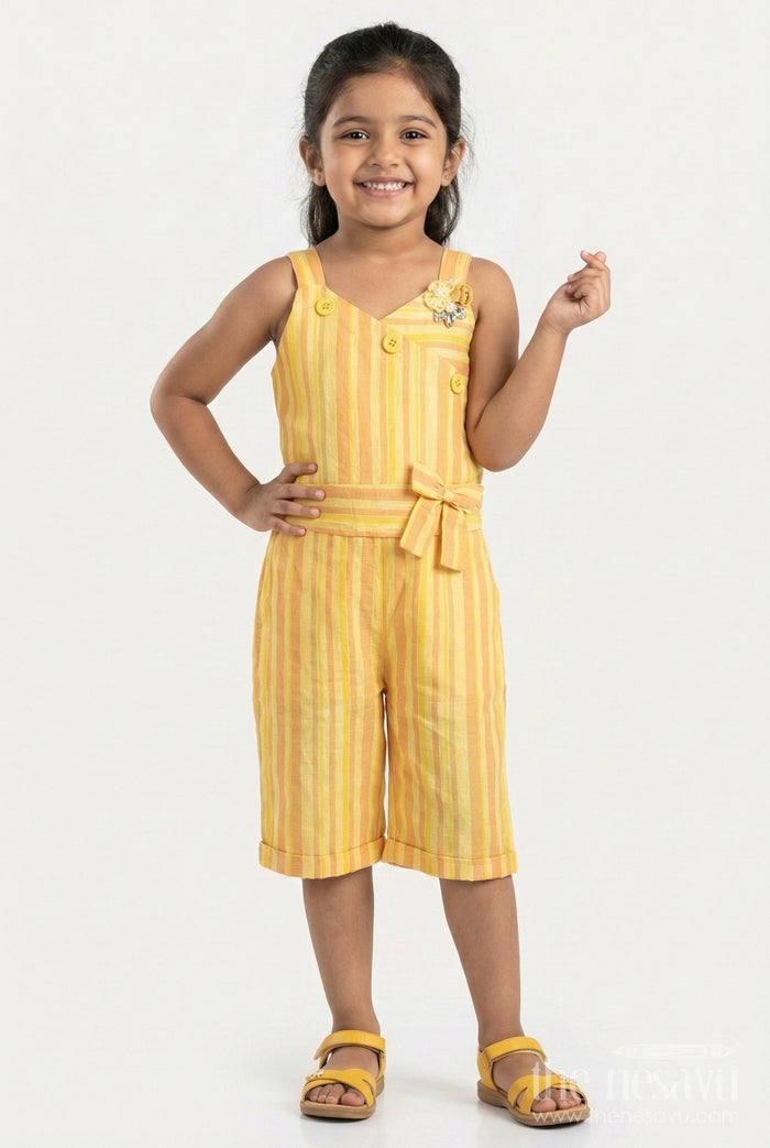 The Nesavu Baby Dungarees Baby Dungaree Outfit for Summer Travel and Playtime Nesavu 18 (2Y) / Yellow BFJ859A-18 Nesavu baby dungaree outfit cap summer outings travel-ready comfort