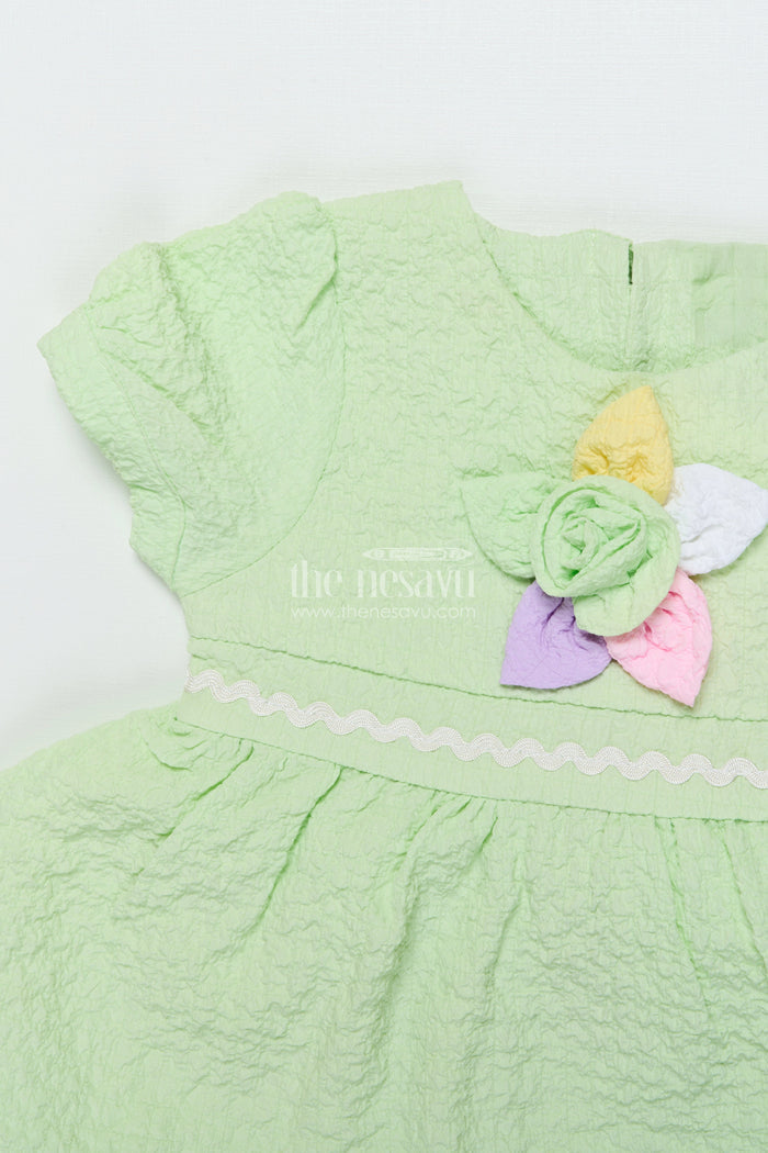The Nesavu Baby Cotton Frocks Baby Frock for Girl’S Day Outs and Playdates Nesavu Nesavu baby girl cotton frock floral embellishment playdates casual outings