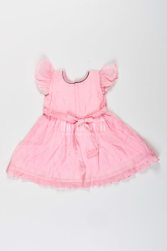 The Nesavu Girls Chanderi Frock Baby Girl Chanderi Frock for Birthday and Ethnic Celebrations Nesavu Nesavu baby girl chanderi frock birthday festive occasions bunny embroidery