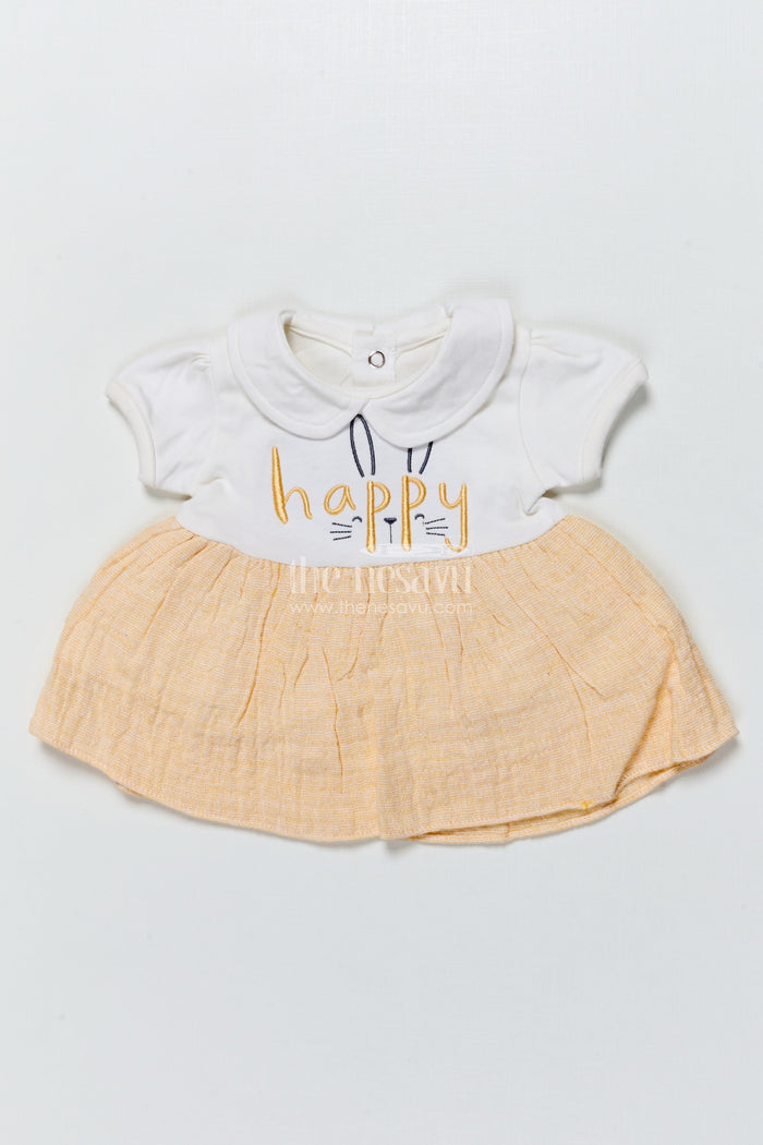 The Nesavu Baby Frocks Baby Girl Cotton Frock with Embroidery for Everyday Comfort and Charm Nesavu 10 (NB) / Yellow BFJ875A-10 Nesavu baby girl cotton frock embroidery  perfect everyday comfort playful charm