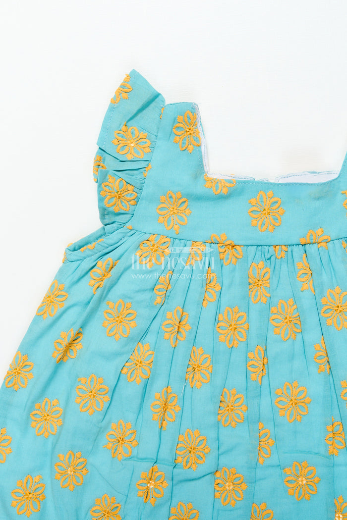 The Nesavu Girls Cotton Frock Baby Girl Cotton Frock with Embroidery for Playdates and Everyday Comfort Nesavu Nesavu baby girl cotton frock floral thread embroidery casual playdates summer outings