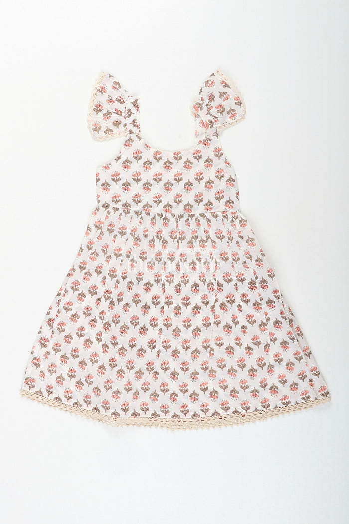 The Nesavu Baby girl cotton frock with ethnic prints for everyday styling Nesavu 16 (1Y) / Cream GFC1966A-16 Nesavu baby girl digital printed cotton frock  sleeveless ethnic outfit daily festive moments