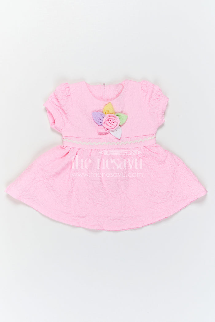 The Nesavu Girls Cotton Frock Baby Girl Cotton Frock with Flower Embellishment for Birthdays and Playdates Nesavu Nesavu Baby Cotton Frock With Flower Embellishment Perfect For Birthdays And Everyday Cuteness