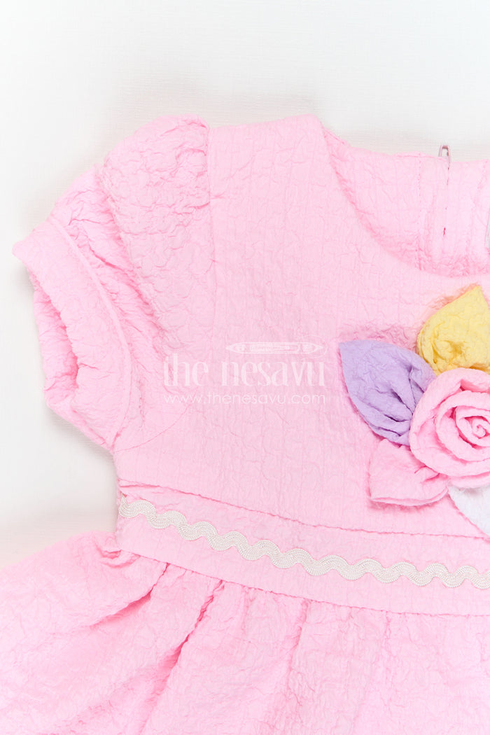The Nesavu Girls Cotton Frock Baby Girl Cotton Frock with Flower Embellishment for Birthdays and Playdates Nesavu Nesavu Baby Cotton Frock With Flower Embellishment Perfect For Birthdays And Everyday Cuteness