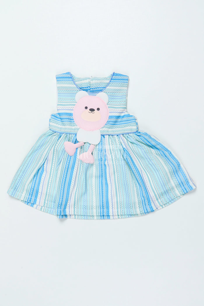 The Nesavu Baby Cotton Frocks Baby Girl Cotton Frock with Soft Stripes and Plush Toy Detail Nesavu Nesavu baby girl cotton frock toy detail comfortable everyday wear