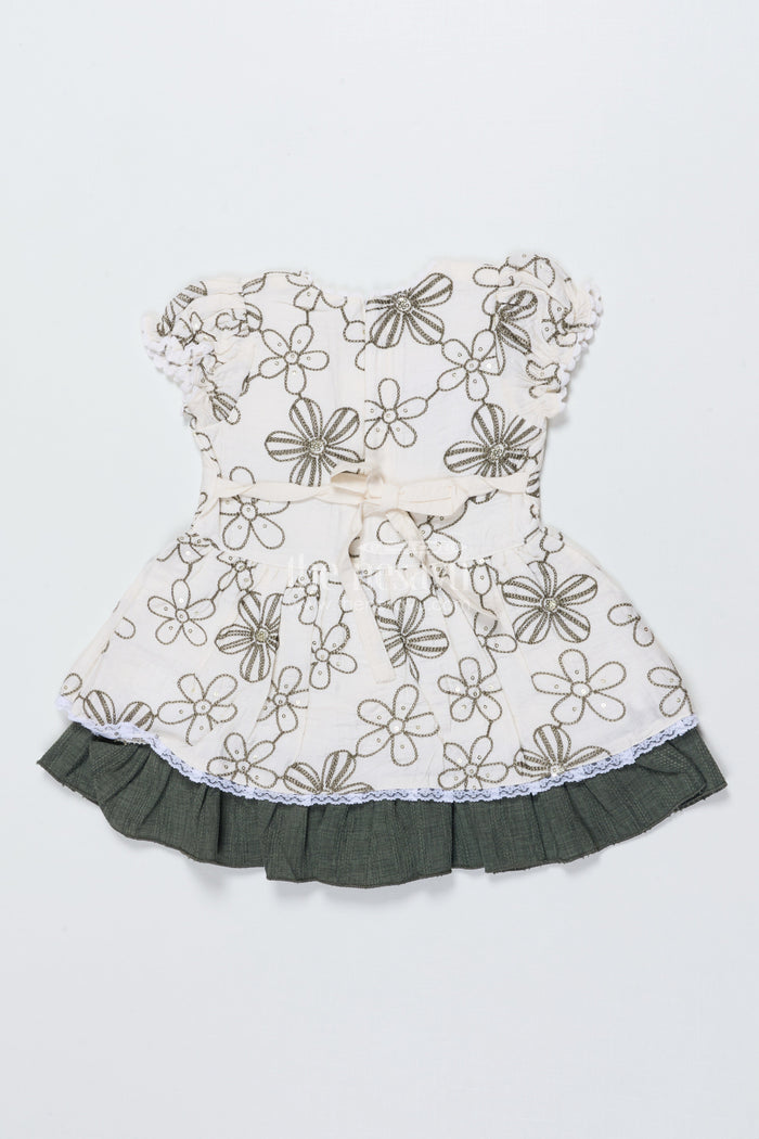 The Nesavu Girls Cotton Frock Baby Girl Embroidered Cotton Frock for Birthdays and Day Events Nesavu Nesavu baby girl cotton frock floral embroidery birthday parties festive occasions