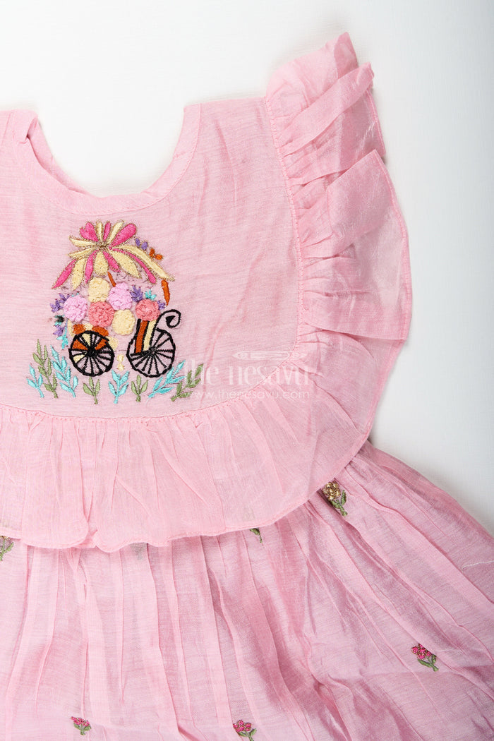 The Nesavu Girls Cotton Frock Baby Girl Embroidered Cotton Frock for Birthdays and Festive Photoshoots Nesavu Nesavu baby girl embroidered cotton frock birthdays poojas traditional photo moments