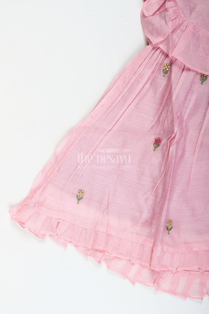 The Nesavu Girls Cotton Frock Baby Girl Embroidered Cotton Frock for Birthdays and Festive Photoshoots Nesavu Nesavu baby girl embroidered cotton frock birthdays poojas traditional photo moments