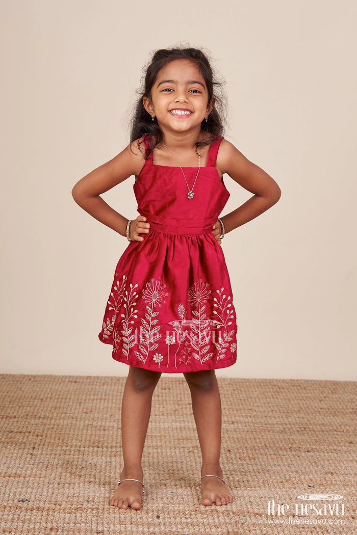 The Nesavu Baby Cotton Frocks Baby Girl Embroidered Cotton Frock with Designer Jacket Ideal for Birthday Or Naming Ceremony Nesavu Nesavu baby girl embroidered frock net jacket  perfect birthday festive events
