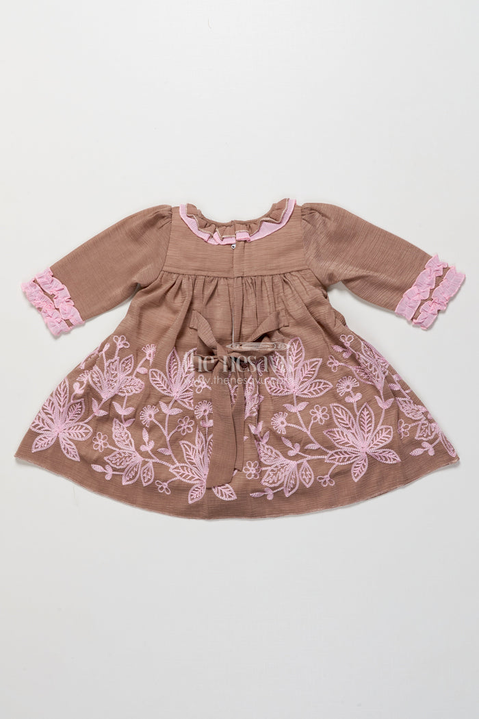 The Nesavu Girls Fancy Frock Baby Girl Embroidered Frock for Traditional Celebrations and Gifting Nesavu Nesavu baby girl embroidered georgette frock  ideal naming ceremonies traditional family events