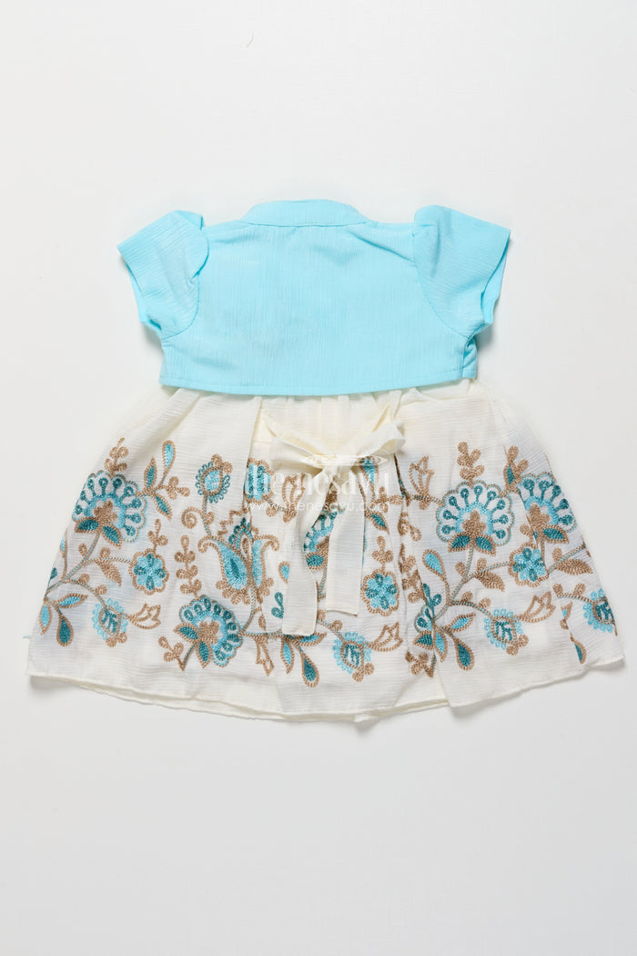 The Nesavu Girls Fancy Frock Baby Girl Embroidered Frock with Jacket for Festive Occasions Nesavu Nesavu baby girl embroidered georgette frock jacket  ideal weddings festive family events
