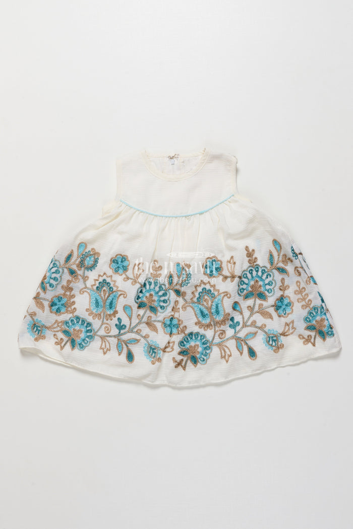 The Nesavu Girls Fancy Frock Baby Girl Embroidered Frock with Jacket for Festive Occasions Nesavu Nesavu baby girl embroidered georgette frock jacket  ideal weddings festive family events