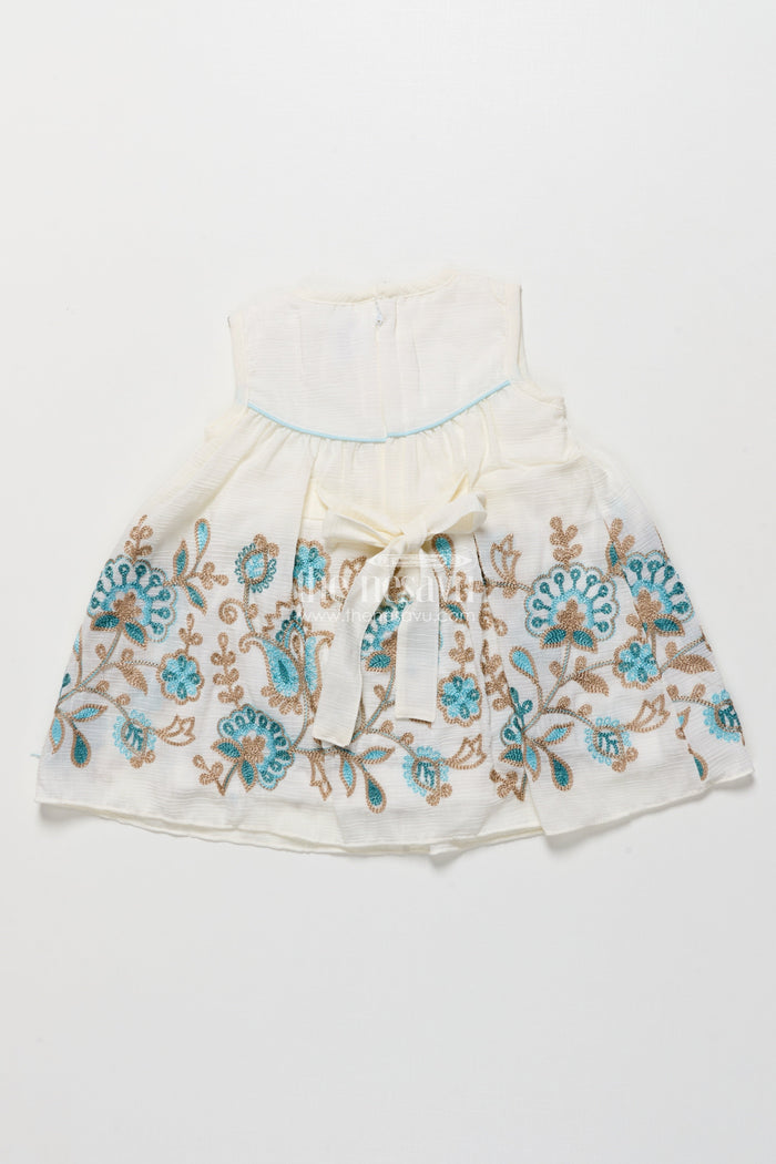 The Nesavu Girls Fancy Frock Baby Girl Embroidered Frock with Jacket for Festive Occasions Nesavu Nesavu baby girl embroidered georgette frock jacket  ideal weddings festive family events