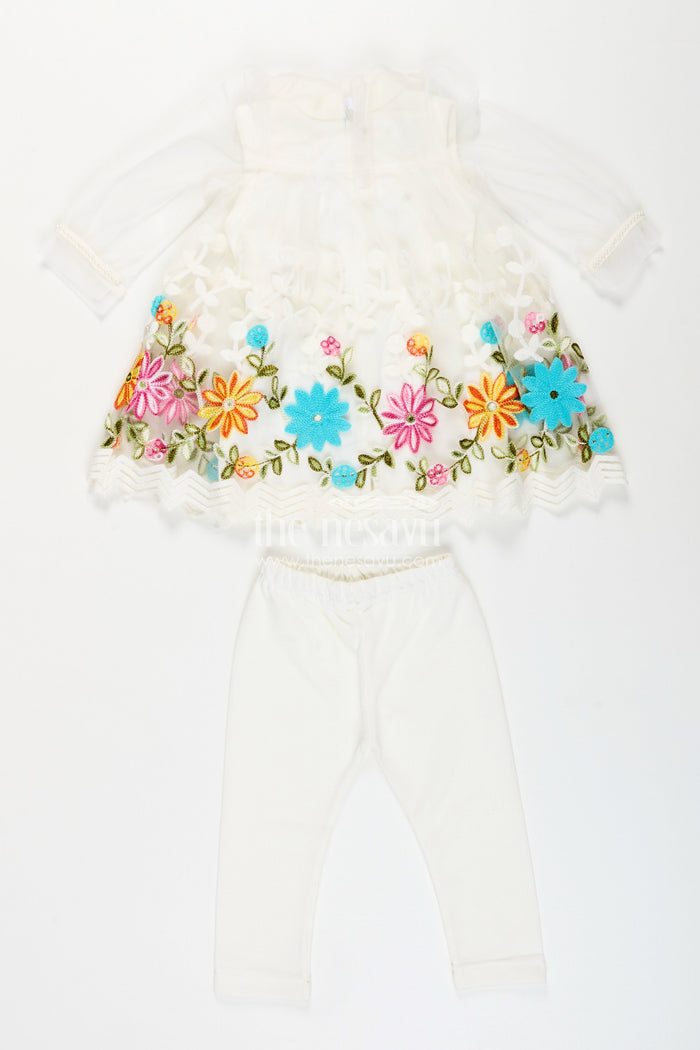 The Nesavu Girls Casual Set Baby girl embroidered top and legging set for festive occasions Nesavu Nesavu baby girl embroidered top legging set  perfect festive gatherings celebrations
