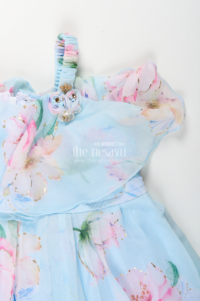 The Nesavu Baby girl fancy frock with floral georgette layers Nesavu Nesavu baby girl floral fancy frock  georgette layered dress birthday festive events